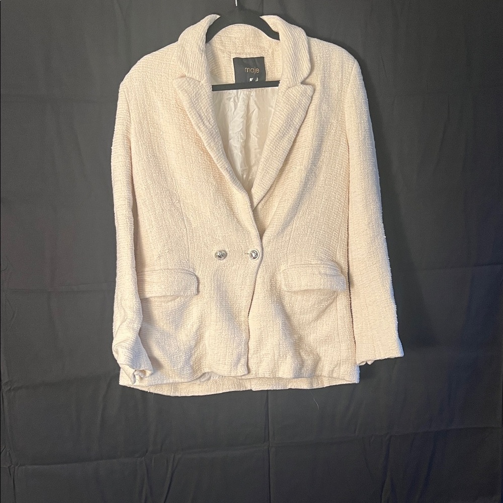 Maje Vileno Off-White Tweed Blazer